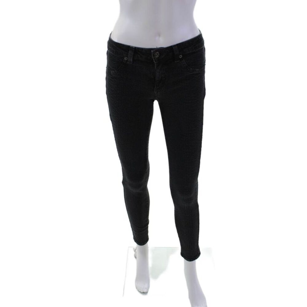 Car Mar Women's Low Rise Pocket Textured Skinny Denim Pants Black Size 26